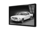 Beyaz Ford Mustang 1964 | Kanvas Tablo | Cam Tablo | Mdf Tablo | A01141 - Görsel 3