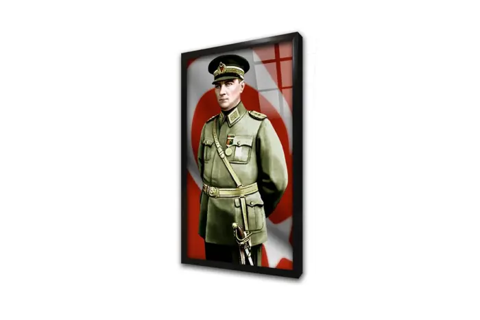 Ay Yıldızlı Bayrak Önünde Genç Atatürk | Kanvas Tablo | Cam Tablo | Mdf Tablo | A02090 - Görsel 2