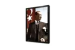 Türk Bayrağı Önünde Atatürk | Kanvas Tablo | Cam Tablo | Mdf Tablo | A02093 - Görsel 3