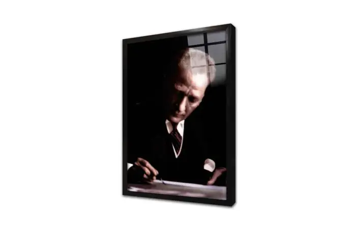 Atatürk Yazı Yazarken | Kanvas Tablo | Cam Tablo | Mdf Tablo | A02109 - Görsel 3