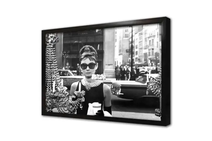 Siyah Beyaz Audrey Hepburn | Kanvas Tablo | Cam Tablo | Mdf Tablo | A31104 - Görsel 3