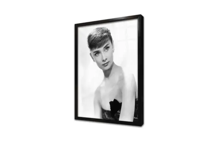 Siyah Beyaz Audrey Hepburn | Kanvas Tablo | Cam Tablo | Mdf Tablo | A31223 - Görsel 3