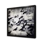 Siyah Beyaz Uçuşan Güvercinler | Kanvas Tablo | Cam Tablo | Mdf Tablo | A32068 - Görsel 3