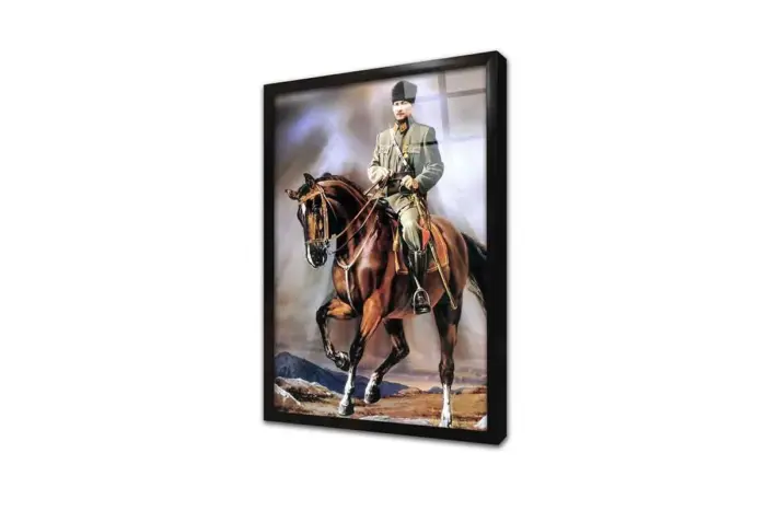 At Üstünde Kalpaklı Atatürk | Kanvas Tablo | Cam Tablo | Mdf Tablo | B01016 - Görsel 3