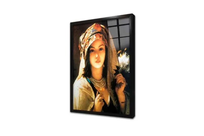 Beyaz Leylaklı Türk Kızı | Kanvas Tablo | Cam Tablo | Mdf Tablo | B13055 - Görsel 3