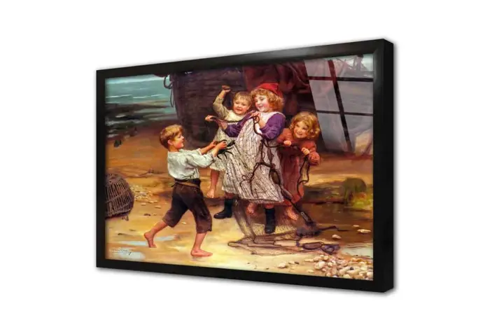 Çocuklar Ve Yengeç | Kanvas Tablo | Cam Tablo | Mdf Tablo | B13352 - Görsel 3