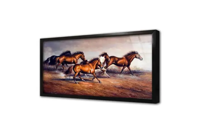 Koşan Kahvrerengi At Sürüsü | Kanvas Tablo | Cam Tablo | Mdf Tablo | B15048 - Görsel 3