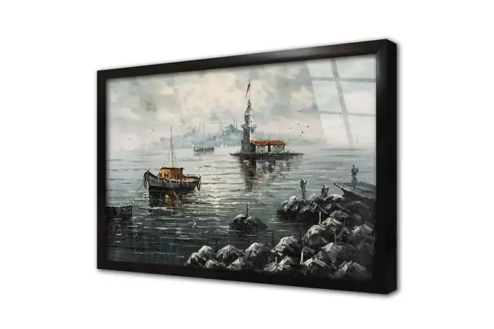 İstanbul Yağmur Yağışlı Kız Kulesi | Kanvas Tablo | Cam Tablo | Mdf Tablo | B16033 - Görsel 3