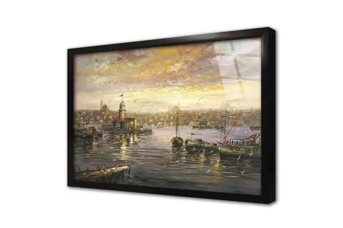 İstanbul Gün Batımı Kız Kulesi | Kanvas Tablo | Cam Tablo | Mdf Tablo | B16077 - Görsel 3