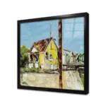 Sarı Soyut Ev | Kanvas Tablo | Cam Tablo | Mdf Tablo | B17062 - Görsel 3