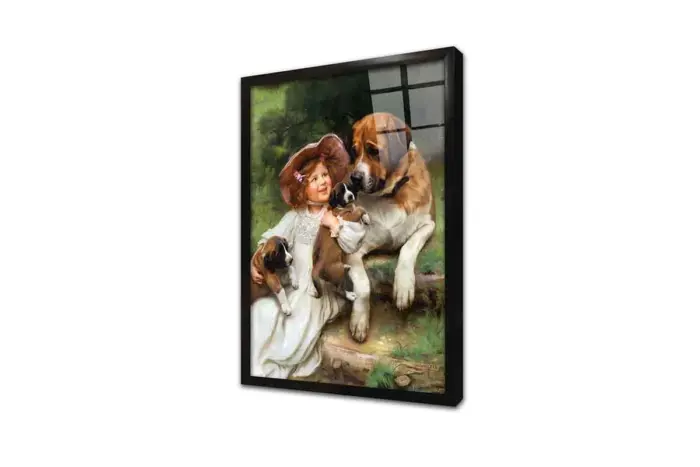 Köpeklerle Çocuk | Kanvas Tablo | Cam Tablo | Mdf Tablo | B22592 - Görsel 3