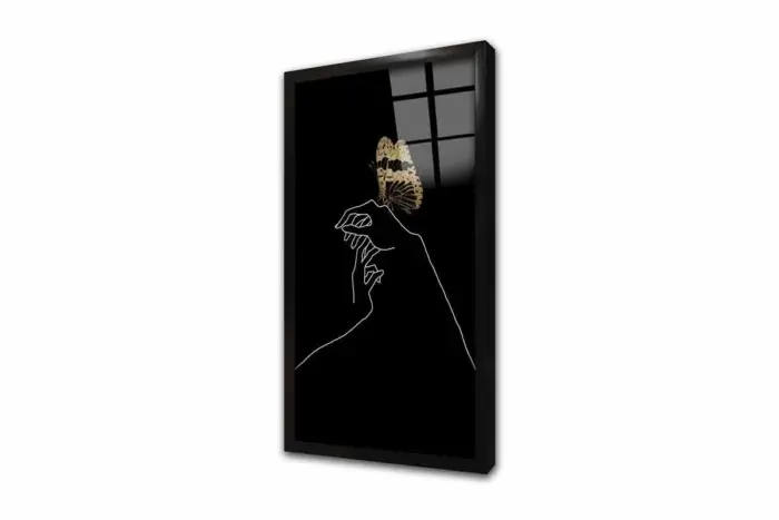 Eller Ve Kelebek Line Art | Kanvas Tablo | Cam Tablo | Mdf Tablo | B33012 - Görsel 2