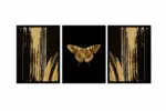 Altın Kelebek Ve Soyut Üçlü Kanvas Tablo | Cam Tablo | Mdf Tablo Seti | B33140 - Görsel 8