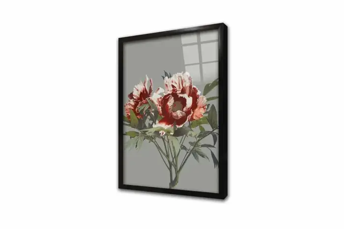 Gri Zemin Pembe Çiçekler Üçlü Kanvas Tablo | Cam Tablo | Mdf Tablo Seti | B33145 - Görsel 11