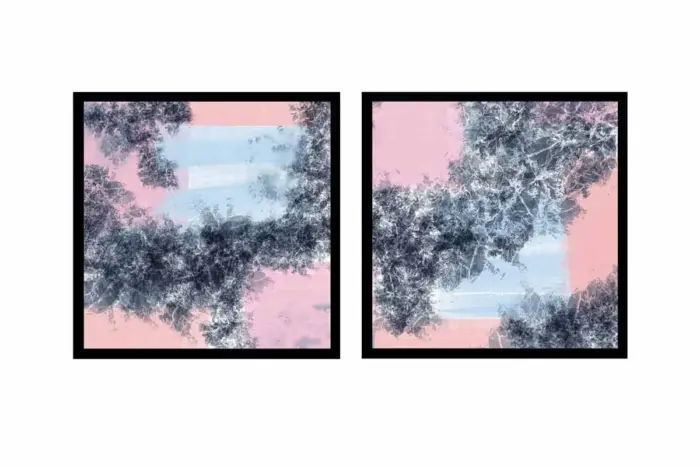 Pembe Gri Soyut İkili Kanvas Tablo | Cam Tablo | Mdf Tablo Seti | B33153 - Görsel 6