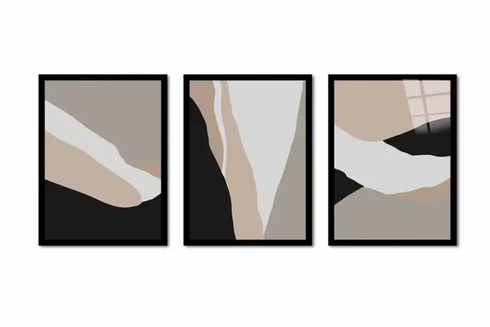 Minimalist Soyut Üçlü Kanvas Tablo | Cam Tablo | Mdf Tablo Seti | B33177 - Görsel 8