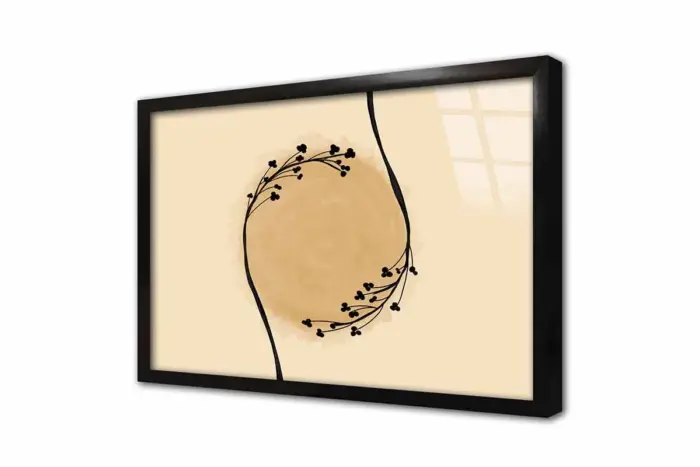Minimalist Siyah Çiçekler Ve Güneş | Kanvas Tablo | Cam Tablo | Mdf Tablo | B33186 - Görsel 3