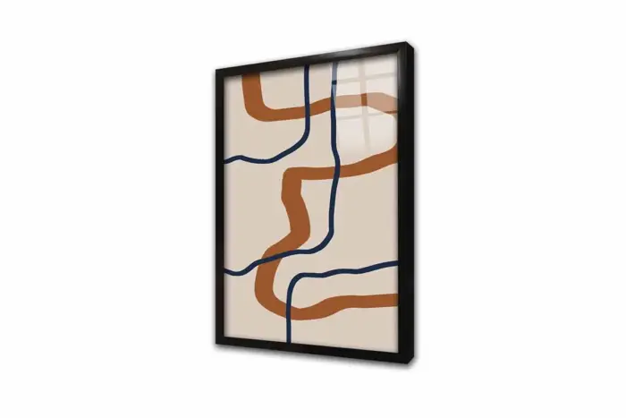 Turuncu Siyah Line Art Üçlü Kanvas Tablo | Cam Tablo | Mdf Tablo Seti | B33220 - Görsel 9
