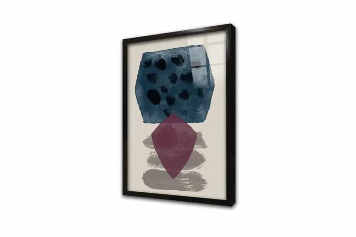 Mavi Ve Bordo Desenler Üçlü Kanvas Tablo | Cam Tablo | Mdf Tablo Seti | B33223 - Görsel 9