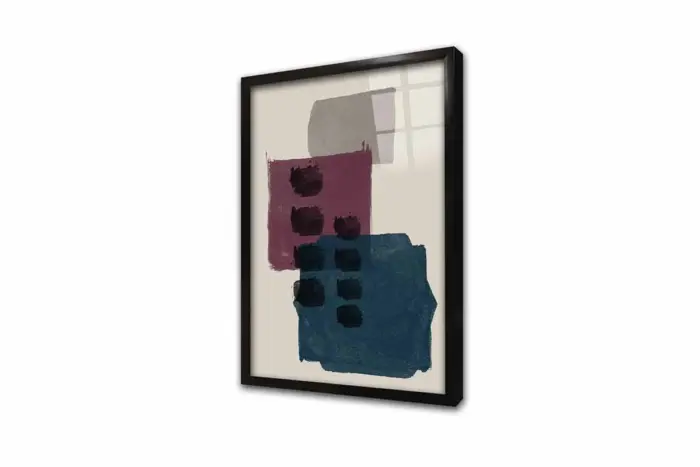 Mavi Ve Bordo Desenler Üçlü Kanvas Tablo | Cam Tablo | Mdf Tablo Seti | B33223 - Görsel 10