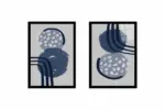 Gri Ve Mavi Desenler İkili Kanvas Tablo | Cam Tablo | Mdf Tablo Seti | B33224 - Görsel 6