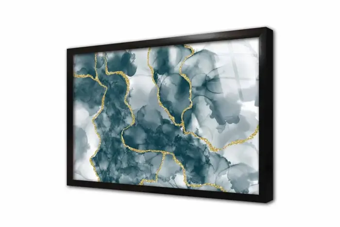 Altın Detaylı Yeşil Soyut | Kanvas Tablo | Cam Tablo | Mdf Tablo | B33239 - Görsel 3