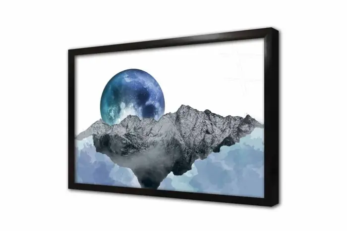 Mavi Ay Ve Dağ Modern Manzara | Kanvas Tablo | Cam Tablo | Mdf Tablo | B33250 - Görsel 3