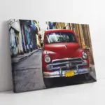 Kübada Kırmızı Klasik Araba | Kanvas Tablo | Cam Tablo | Mdf Tablo | A01002