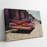 Kırmızı Klasik Araba | Kanvas Tablo | Cam Tablo | Mdf Tablo | A01009