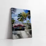 Kırmızı Klasik Araba | Kanvas Tablo | Cam Tablo | Mdf Tablo | A01011