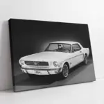 Beyaz Ford Mustang 1964 | Kanvas Tablo | Cam Tablo | Mdf Tablo | A01141