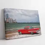 Deniz Kıyısında Klasik Araba | Kanvas Tablo | Cam Tablo | Mdf Tablo | A01147