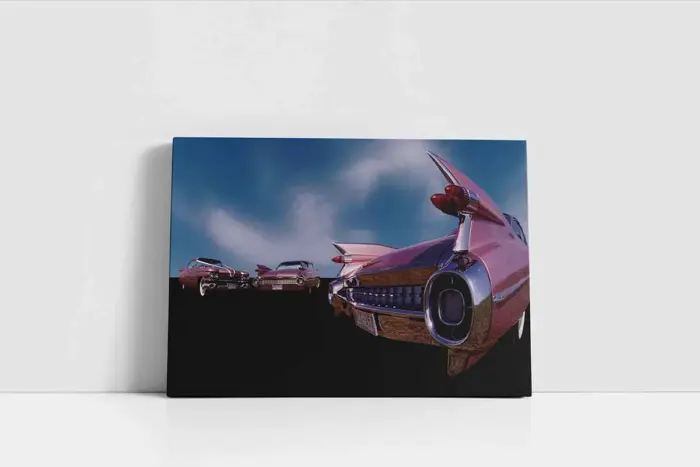 Pembe Klasik Arabalar | Kanvas Tablo | Cam Tablo | Mdf Tablo | A01158 - Görsel 2