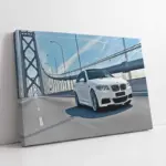 Yolda Beyaz Spor Araba | Kanvas Tablo | Cam Tablo | Mdf Tablo | A01166