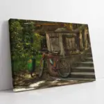 Merdiven Dibinde Duran Bisiklet | Kanvas Tablo | Cam Tablo | Mdf Tablo | A01226