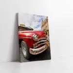 Kübada Kırmızı Klasik Araba | Kanvas Tablo | Cam Tablo | Mdf Tablo | A01240
