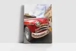 Kübada Kırmızı Klasik Araba | Kanvas Tablo | Cam Tablo | Mdf Tablo | A01240 - Görsel 2