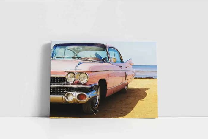 Pembe Klasik Araba | Kanvas Tablo | Cam Tablo | Mdf Tablo | A01252 - Görsel 2