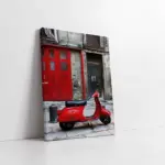Kırmızı Vespa Motorsiklet | Kanvas Tablo | Cam Tablo | Mdf Tablo | A01262