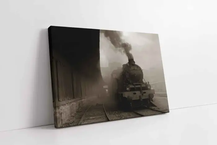 Hareket Eden Buharlı Tren | Kanvas Tablo | Cam Tablo | Mdf Tablo | A01265 - Görsel 1