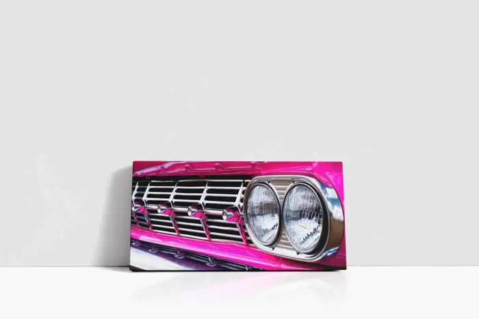 Pembe Klasik Araba | Kanvas Tablo | Cam Tablo | Mdf Tablo | A01297 - Görsel 2