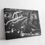 Klasik Siyah Beyaz Araba | Kanvas Tablo | Cam Tablo | Mdf Tablo | A01307