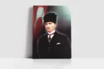 Bayrak Önünde Kalpaklı Atatürk | Kanvas Tablo | Cam Tablo | Mdf Tablo | A02024 - Görsel 2