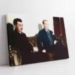 Atatürk Misafiriyle Otururken | Kanvas Tablo | Cam Tablo | Mdf Tablo | A02057