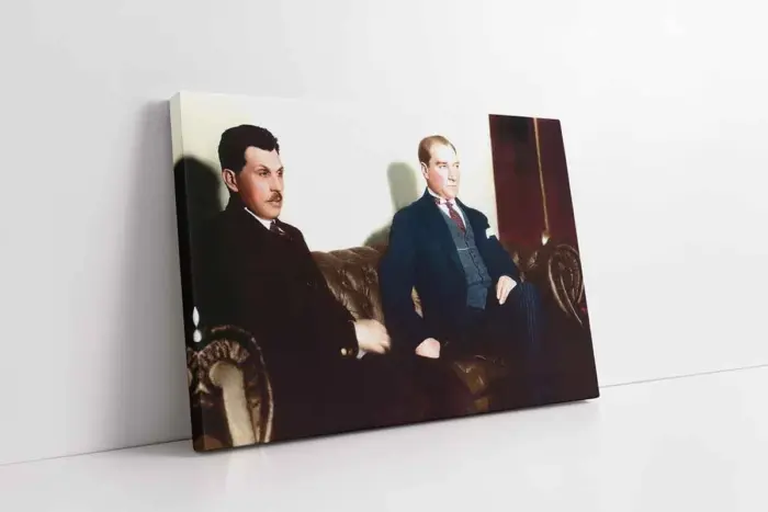 Atatürk Misafiriyle Otururken | Kanvas Tablo | Cam Tablo | Mdf Tablo | A02057 - Görsel 1
