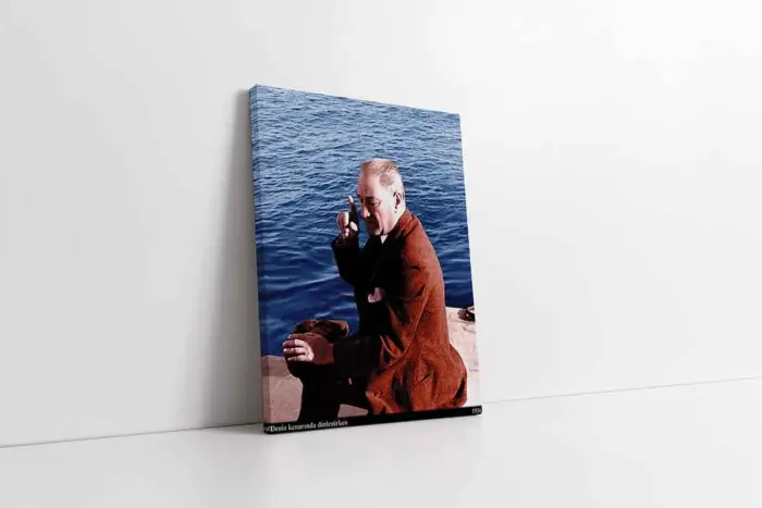 Atatürk Deniz Kıyısında | Kanvas Tablo | Cam Tablo | Mdf Tablo | A02068 - Görsel 1