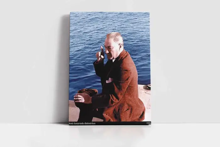 Atatürk Deniz Kıyısında | Kanvas Tablo | Cam Tablo | Mdf Tablo | A02068 - Görsel 2