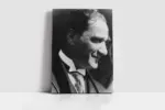 Siyah Beyaz Atatürk Gülerken Portresi | Kanvas Tablo | Cam Tablo | Mdf Tablo | A02080 - Görsel 2