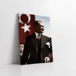 Türk Bayrağı Önünde Atatürk | Kanvas Tablo | Cam Tablo | Mdf Tablo | A02093