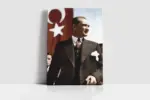 Türk Bayrağı Önünde Atatürk | Kanvas Tablo | Cam Tablo | Mdf Tablo | A02093 - Görsel 2